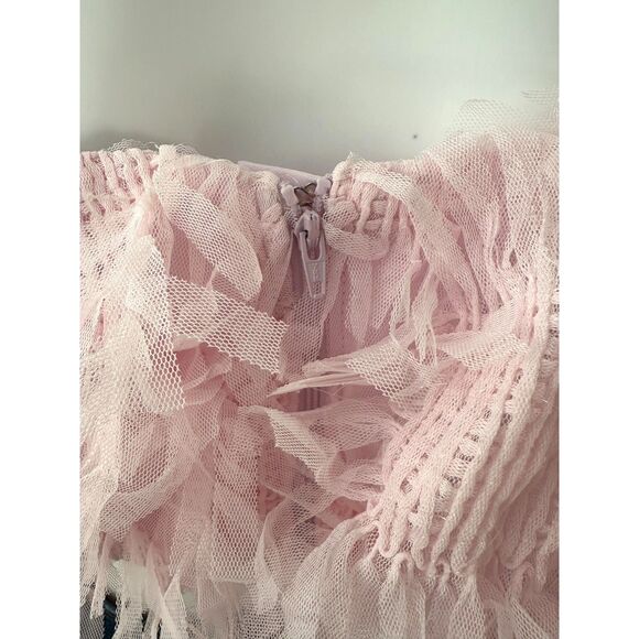 ASOS Edition Off Shoulder Sugar Pink Crop Top Textured Mesh size US 8 - Picture 6 of 8